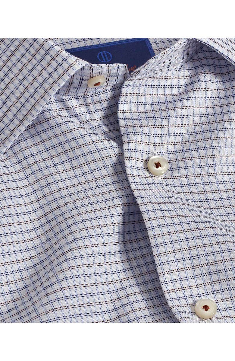 David Donahue Trim Fit Check Cotton Dress Shirt, Alternate, color, Navy/ Chocolate