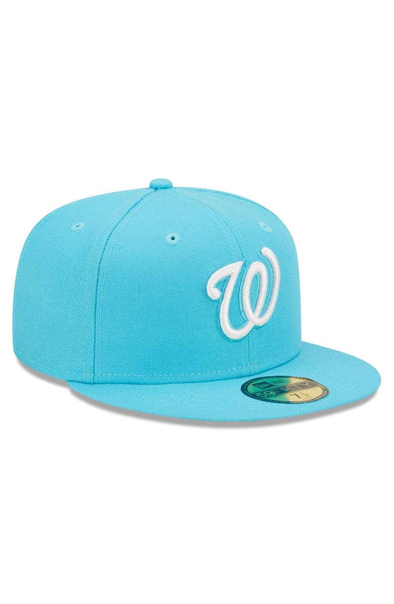 New Era Men's New Era Blue Washington Nationals Vice Highlighter Logo 59FIFTY Fitted Hat, Alternate, color,