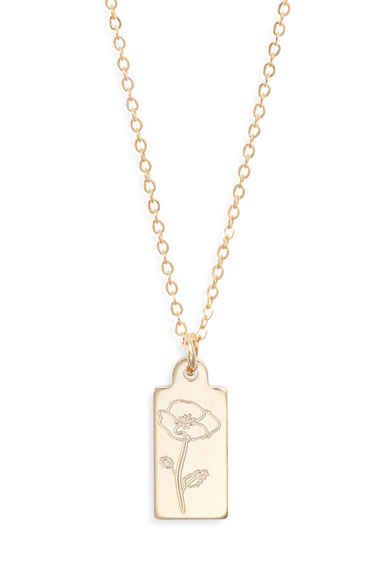 Tawney Birth Flower Pendant Necklace, Main, color, GOLD / AUGUST