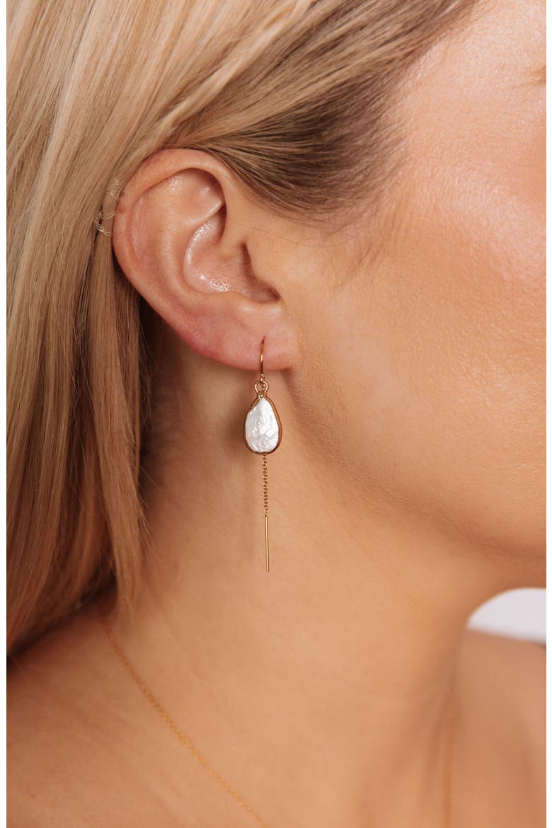 Carrie Baroque Pearl Ear Threader Earrings, Alternate, color, GOLD