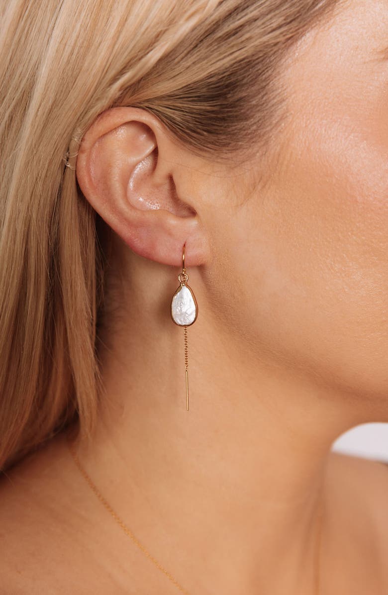 Set & Stones Carrie Baroque Pearl Ear Threader Earrings, Alternate, color, Gold