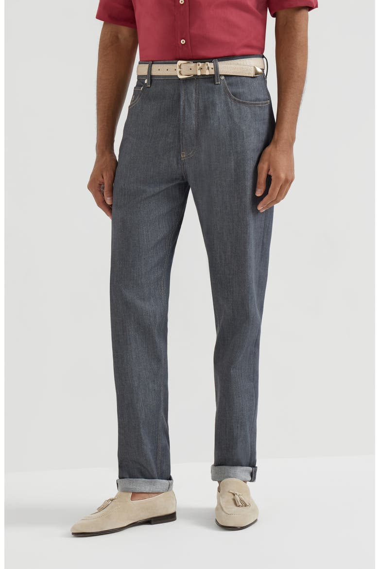 Comfort denim trousers, Main, color, Medium Grey