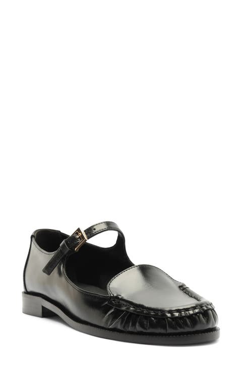 Tyla Buckle Leather Mary Jane Flat