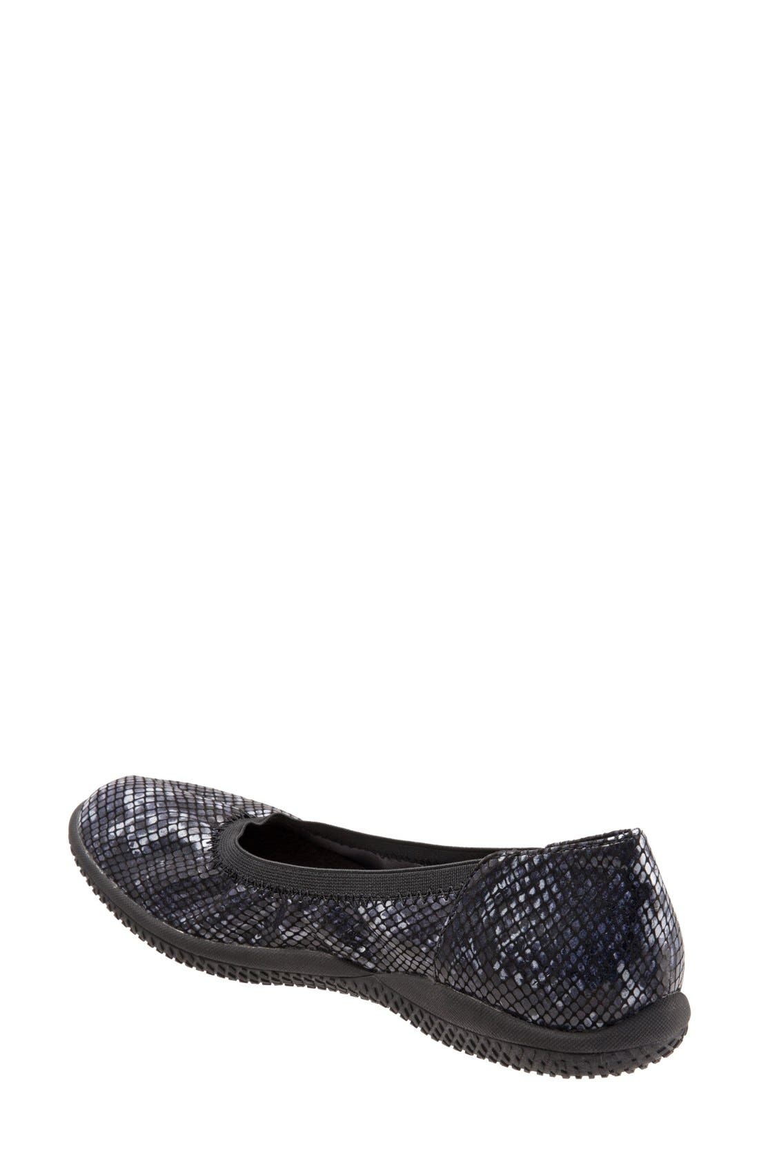 'Hampshire' Dot Perforated Ballet Flat, Alternate, color, BLACK PYTHON PRINT LEATHER