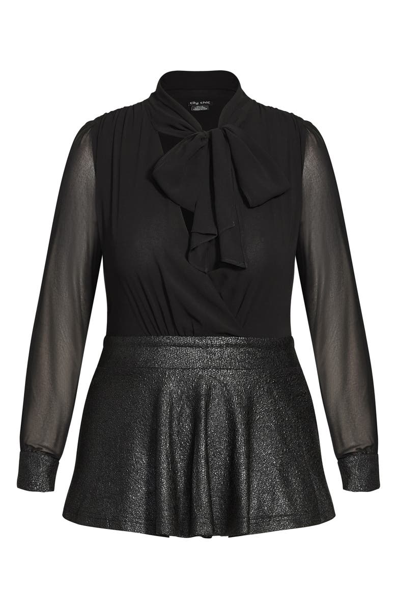 City Chic Night Sky Tie Neck Sequin Peplum Blouse, Alternate, color, 