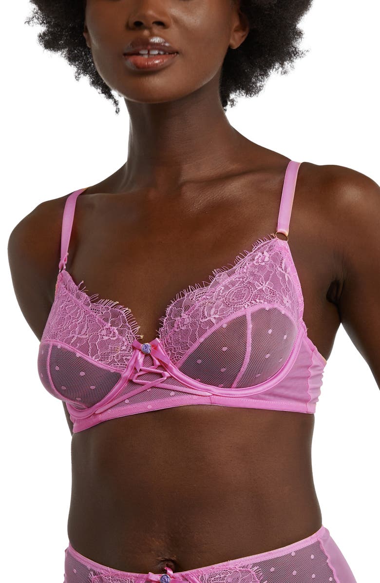 Playful Promises Ziggy Dot Unlined Underwire Bra, Main, color,
