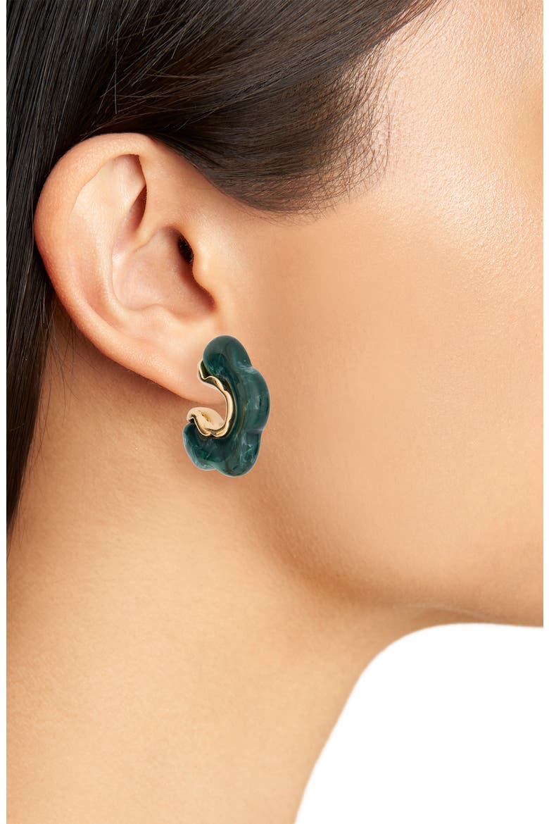 Set of 2 Scalloped Resin Hoop Earrings, Alternate, color, PINK-GREEN