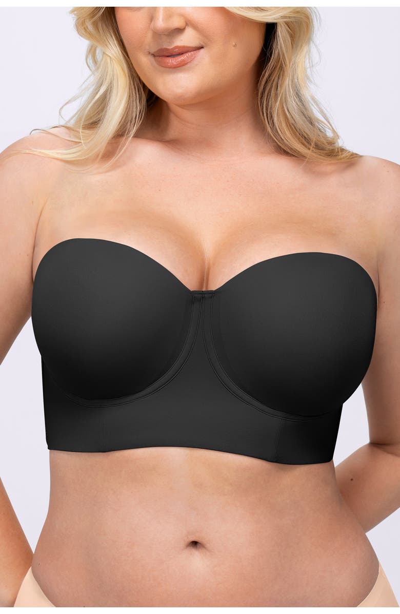 Shapellx Strapless Convertible Underwire Bra Full Coverage, Main, color, Black