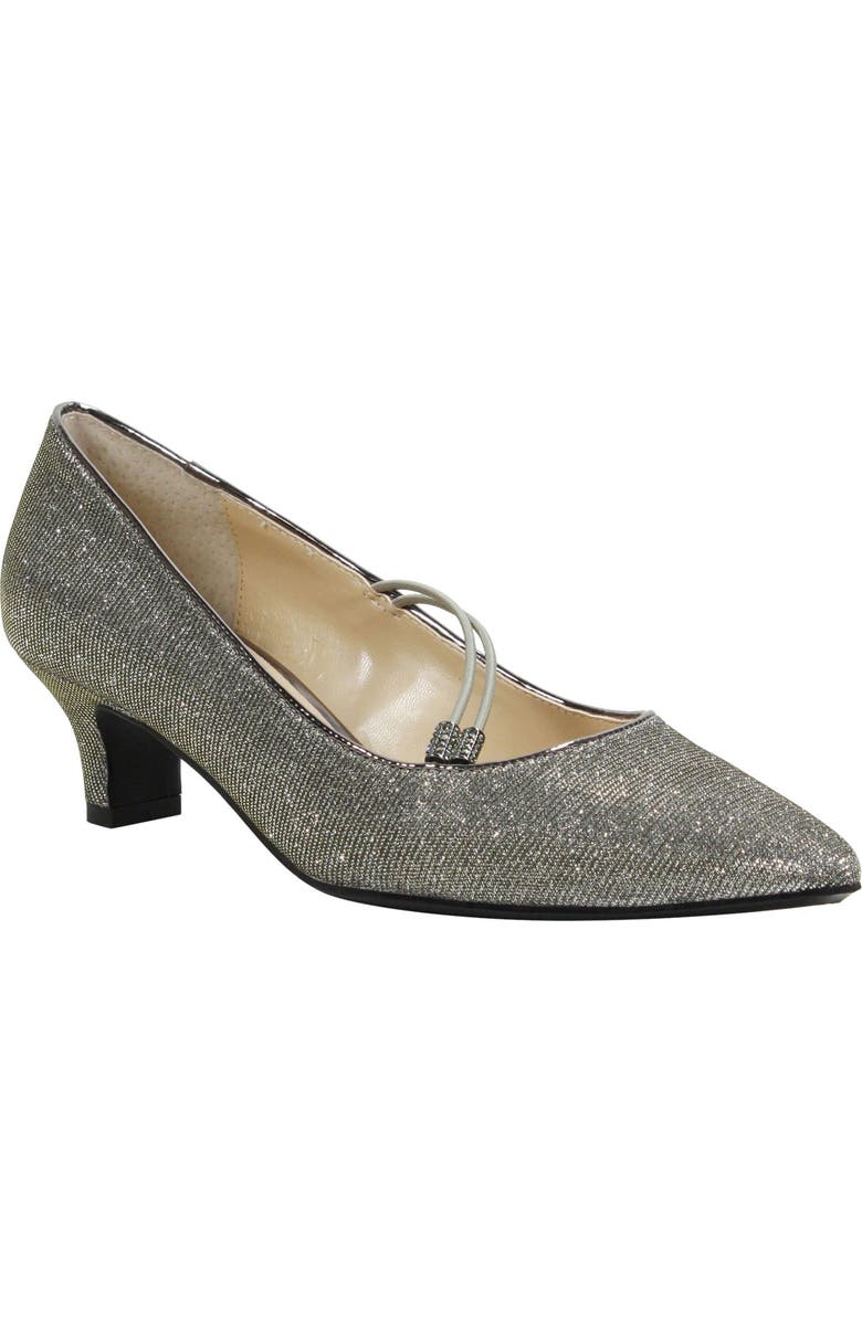 J. Reneé Idenah Pointed Toe Pump, Main, color, Pewter Glitter Fabric