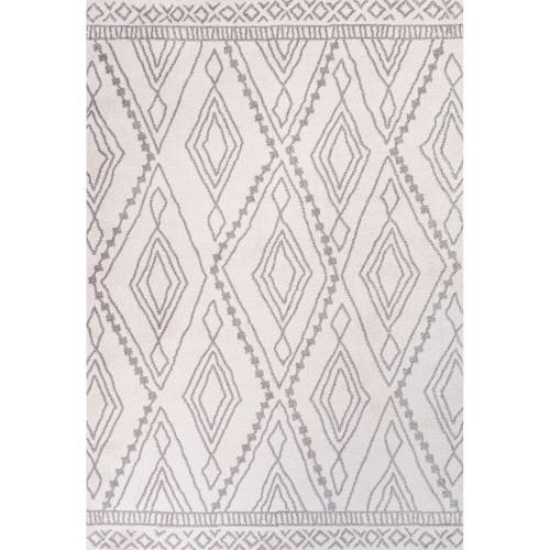 Jonathan Y Rih Moroccan Style Diamond Area Rug In Ivory/gray