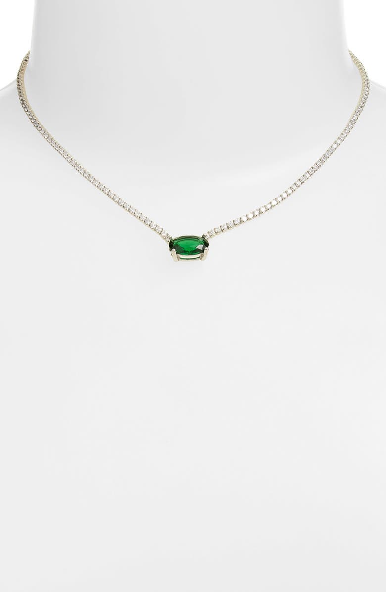 SHYMI Oval Pendant Tennis Necklace, Alternate, color, Silver / Green