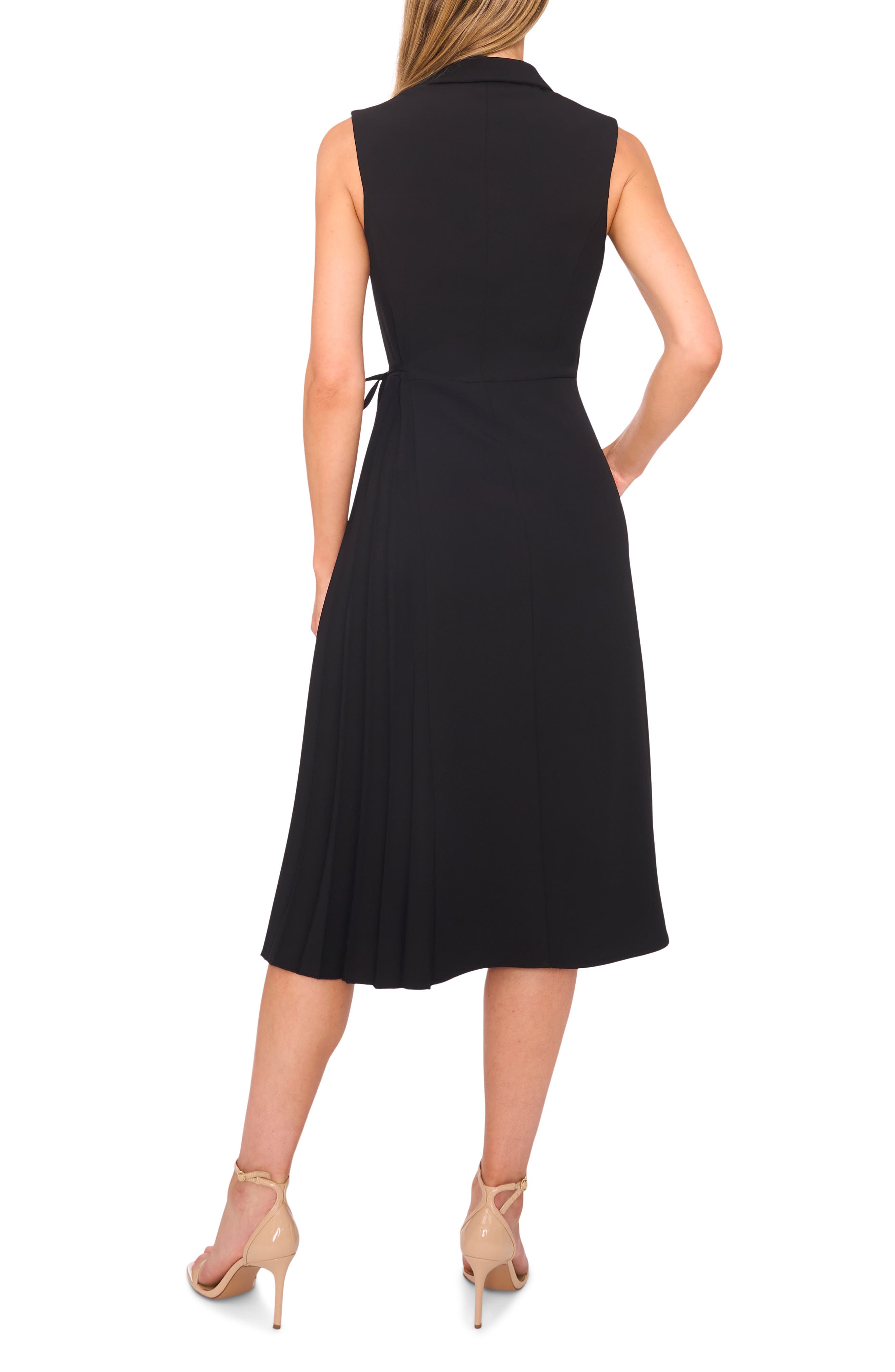 Pleated Faux Wrap Front Midi Dress - image 2