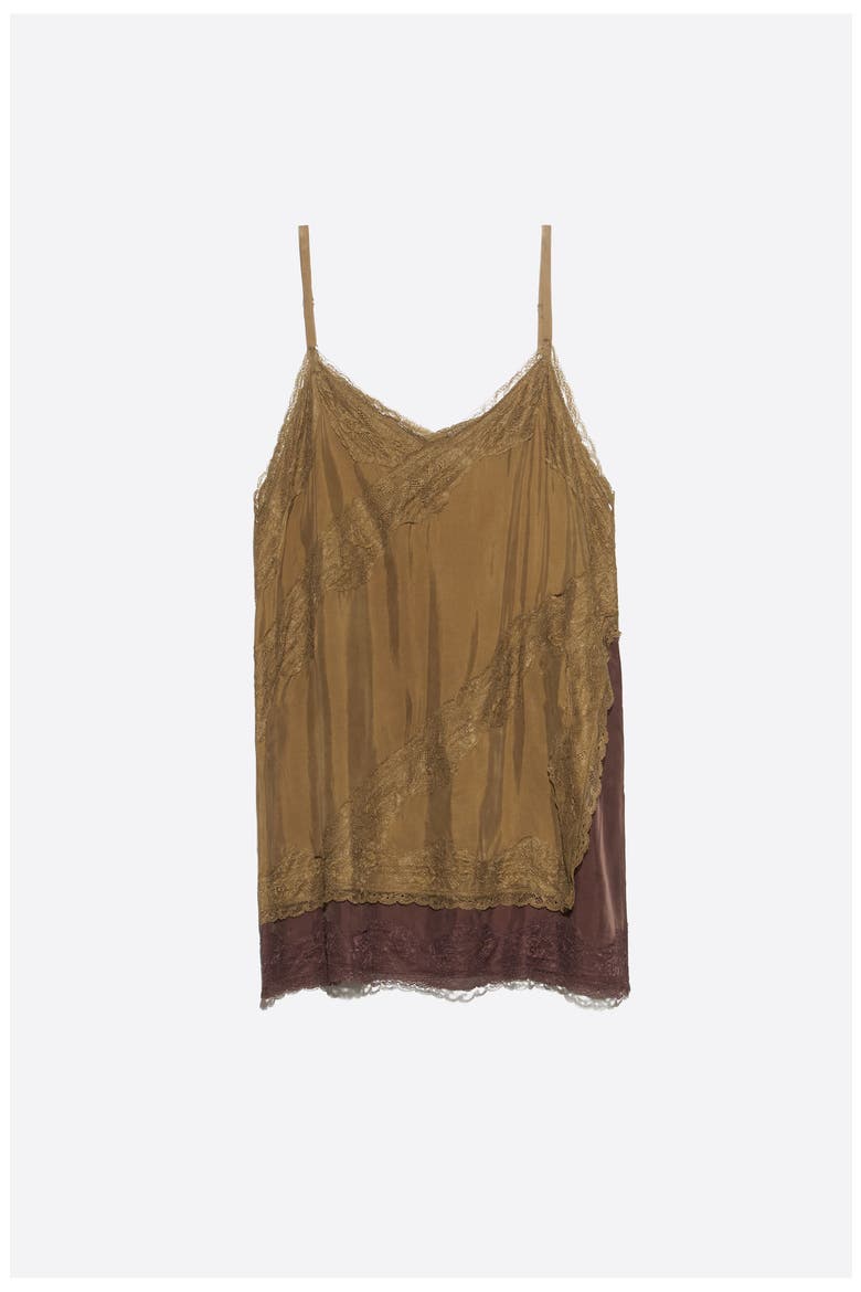 Lace Trim Slip Top, Alternate, color, KHAKI