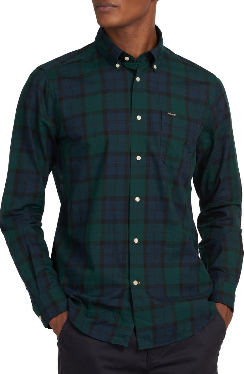 Barbour Wetherham Tailored Fit Plaid Flannel Button-Down Shirt, Main, color,