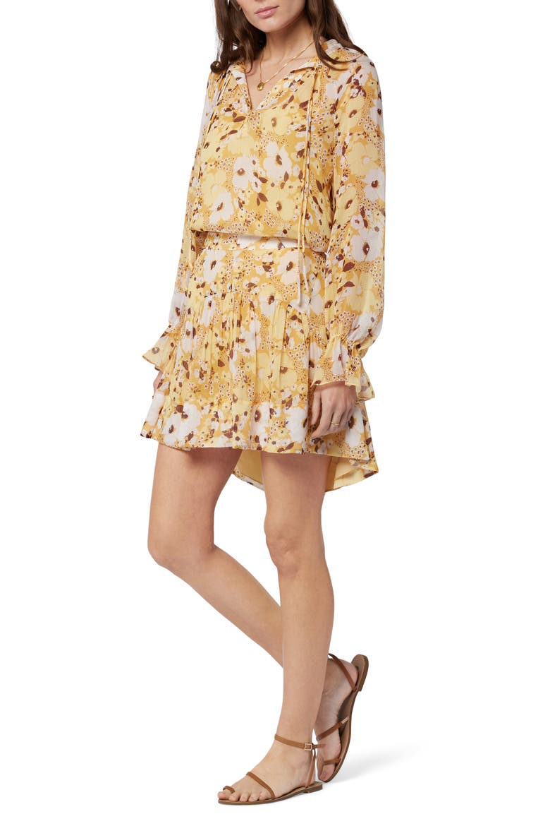 Brigitta Floral Silk Blouse, Alternate, color, AMBER GOLD MULTI
