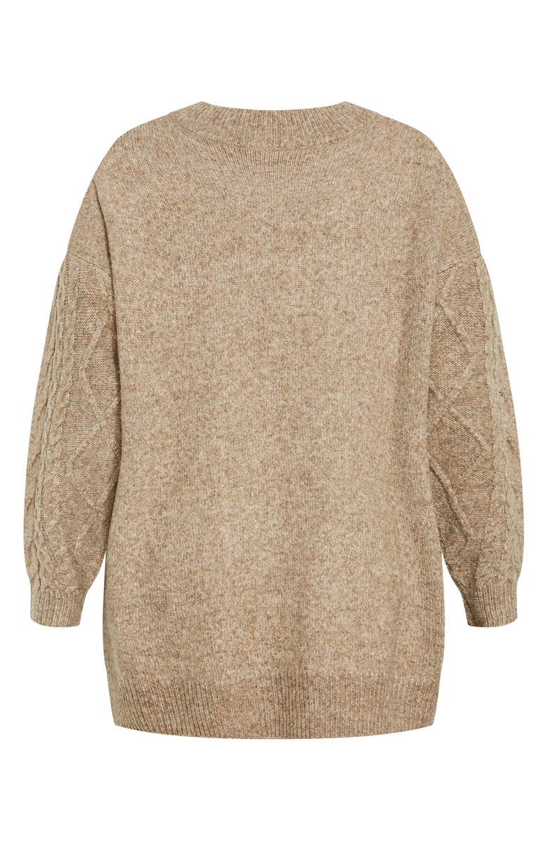 City Chic Jojo Oversize Fisherman Sweater, Alternate, color, Biscuit