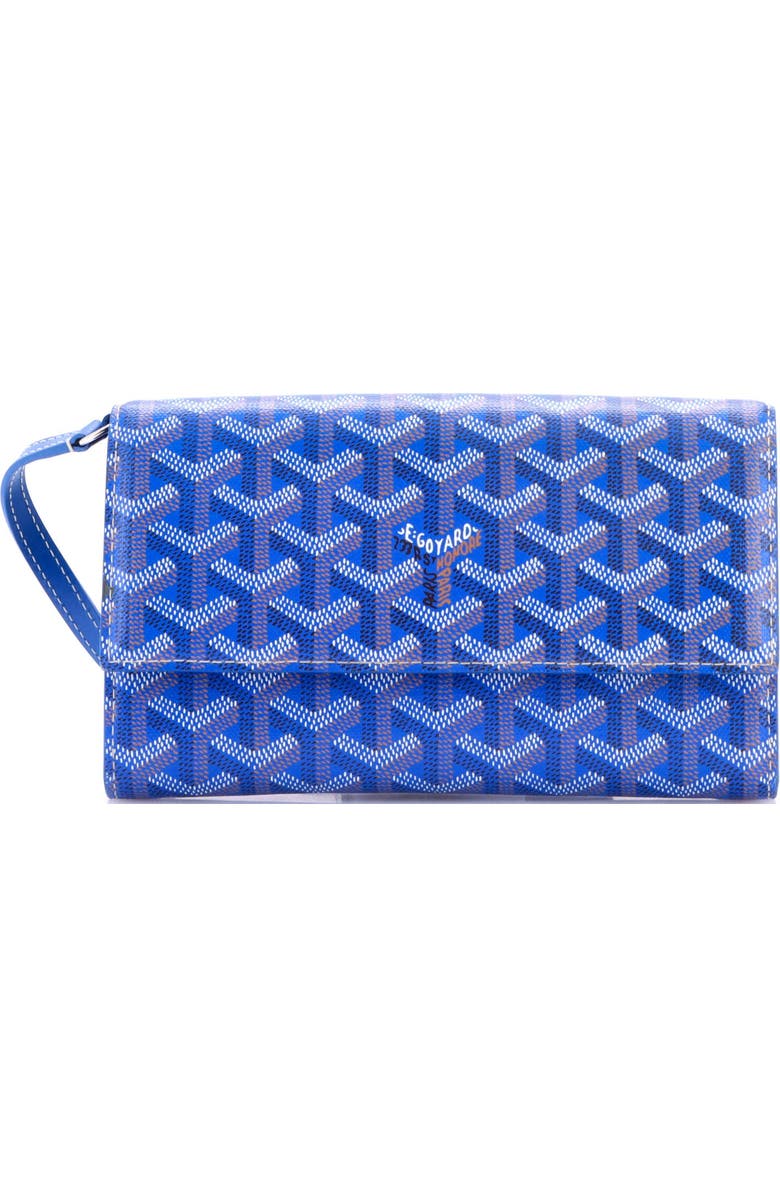 Pre-Owned Goyard Varenne Continental Wallet with Strap Coated Canvas, Main, color, Blue