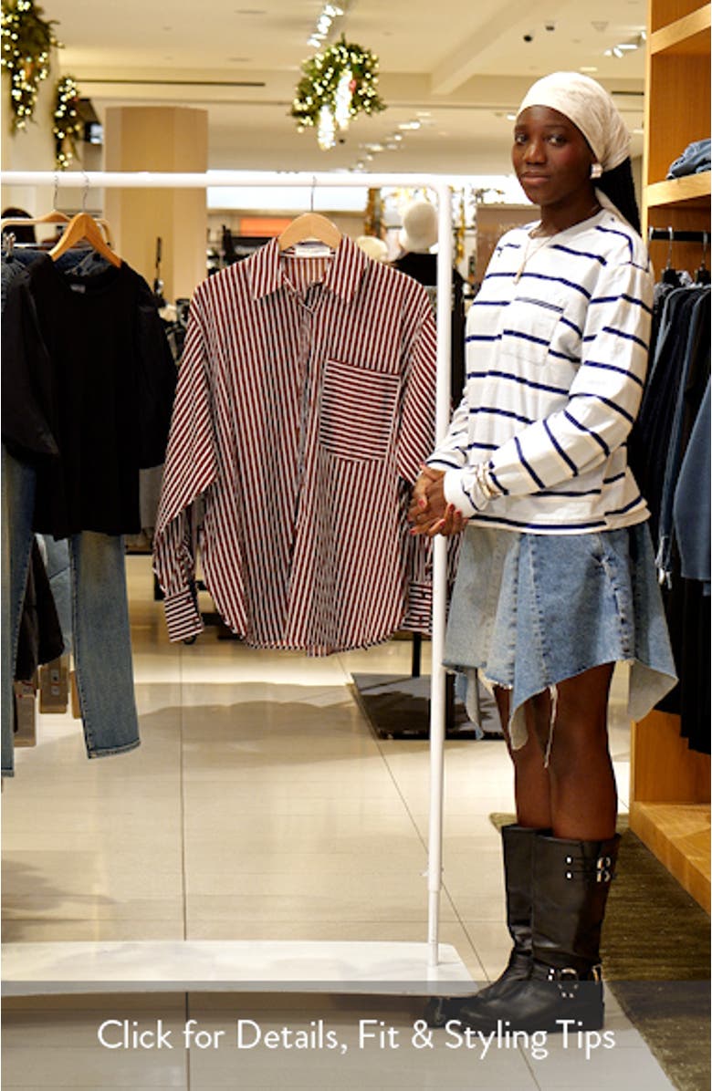 Darya Stripe Oversize Cotton Button-Up Shirt, sales video thumbnail