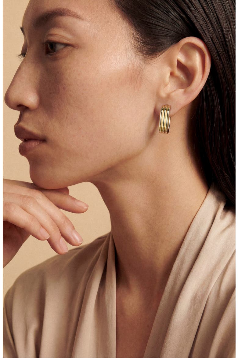 Emma Fluted Oval Hoop Earrings, Alternate, color, GOLD