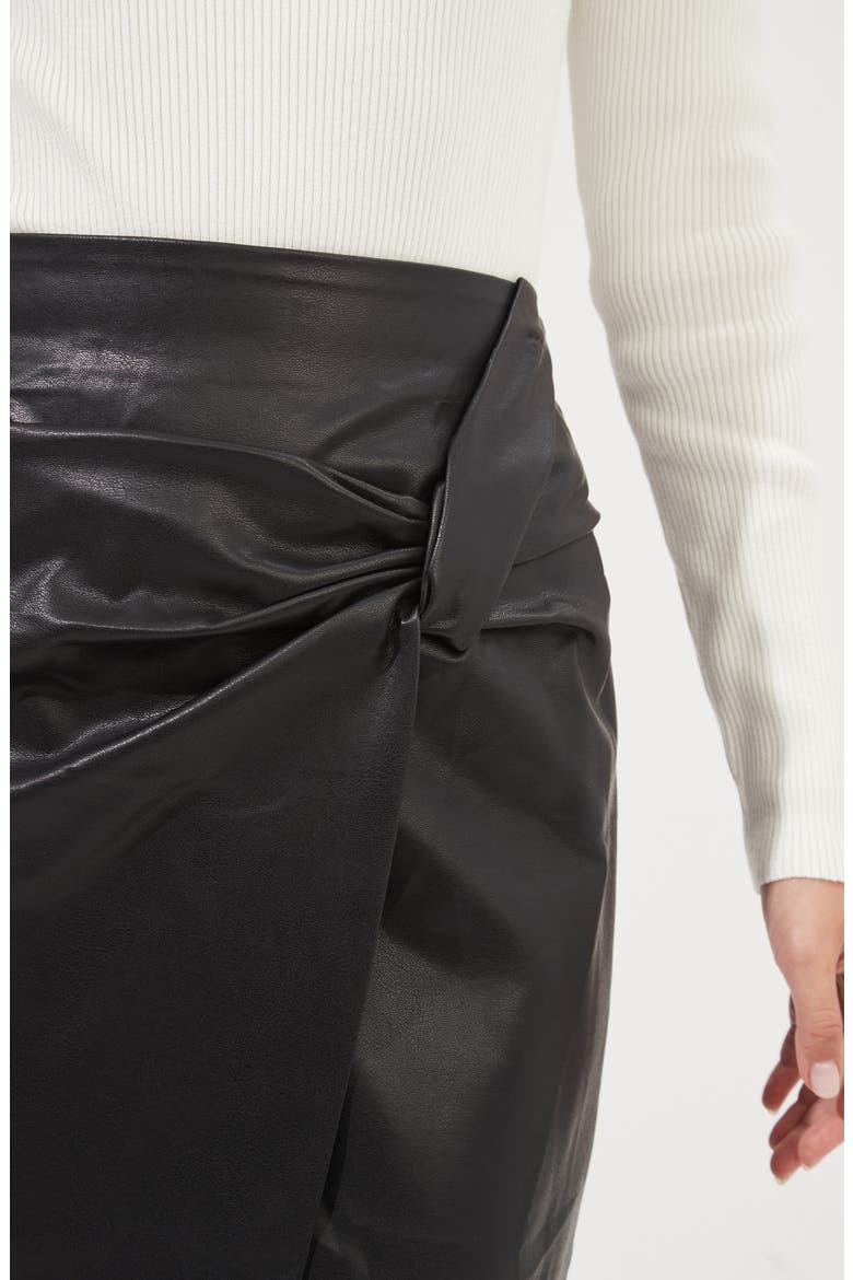 Kari Faux Leather Midi Skirt, Alternate, color, BLACK