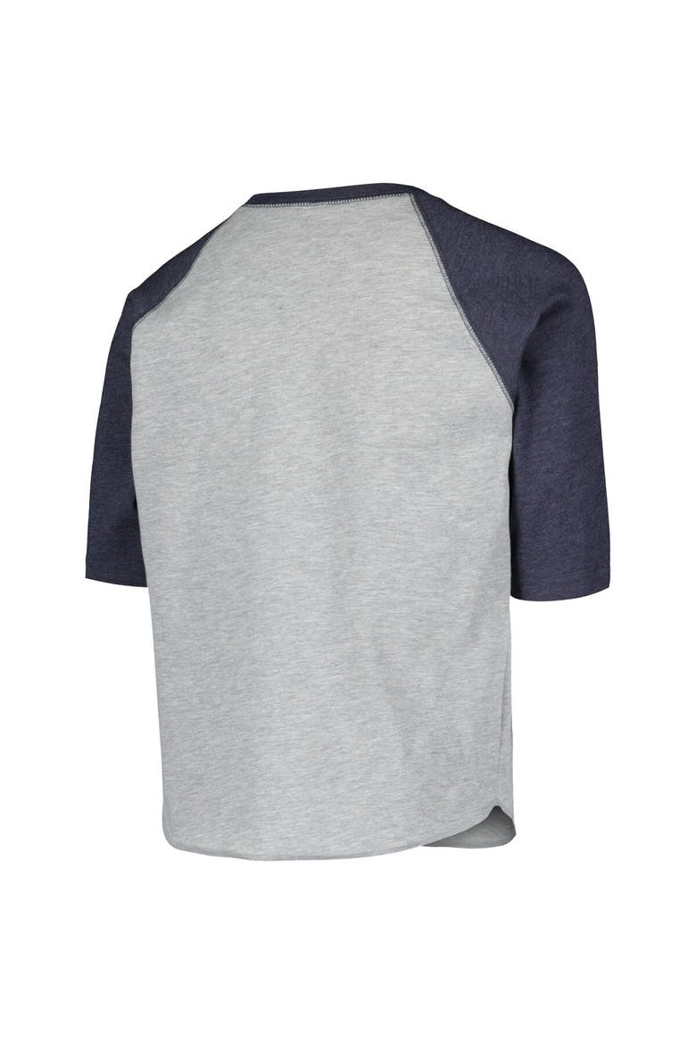 Youth Soft as a Grape Heather Gray New York Yankees Raglan 3/4 Sleeve T-Shirt, Alternate, color, Heather Gray