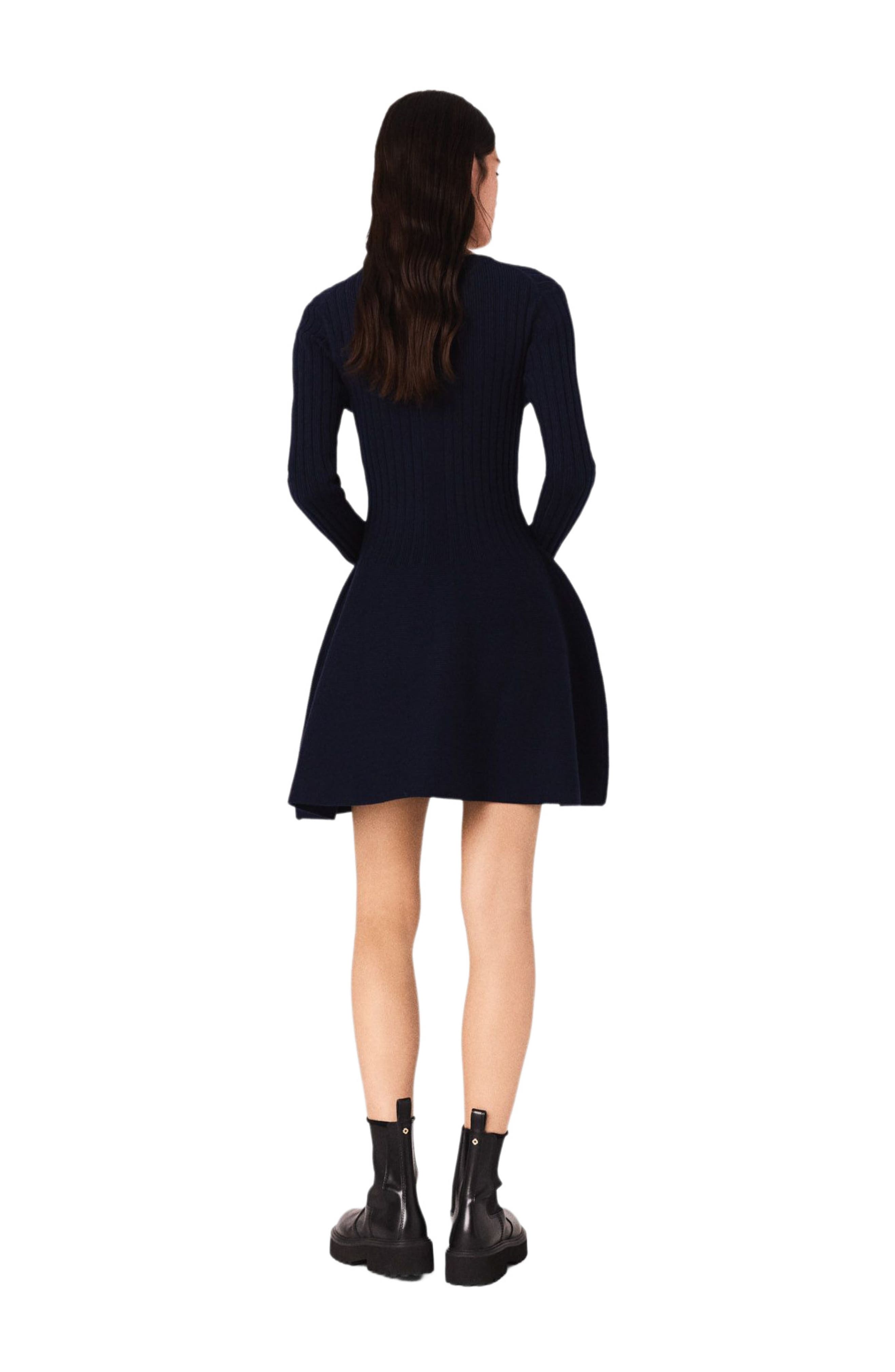 Mini knit dress with flared skirt - image 2