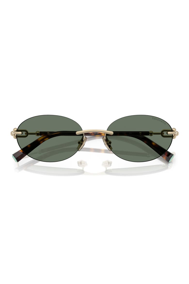 56mm Oval Sunglasses, Alternate, color, PALE GOLD / DARK GREEN