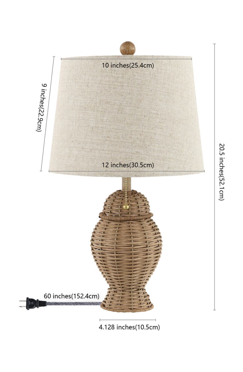 JONATHAN Y Margie Wicker 20.5" Bohemian Rustic Iron LED Table Lamp, Alternate, color, Natural