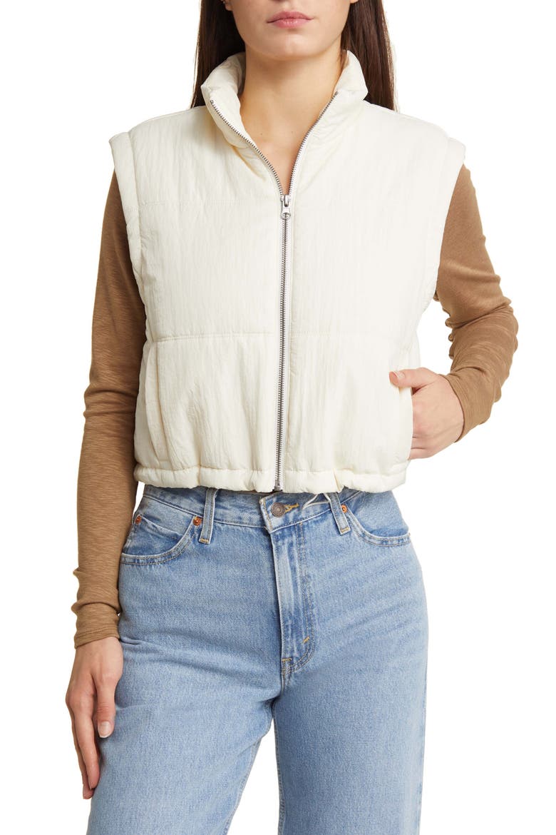 Cropped Puffer Vest, Alternate, color, IVORY