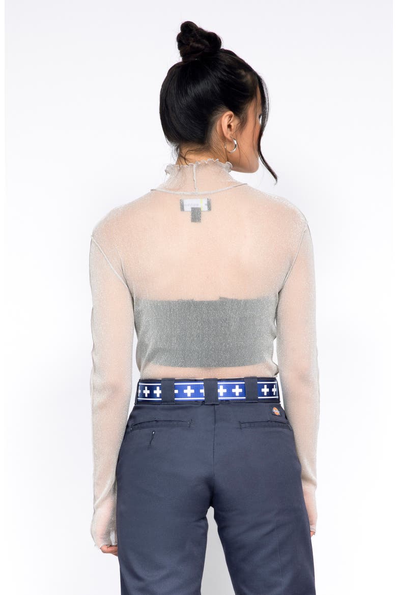 Crop Mock Neck Top (Nordstrom Exclusive), Alternate, color, GREY VIOLET- SILVER
