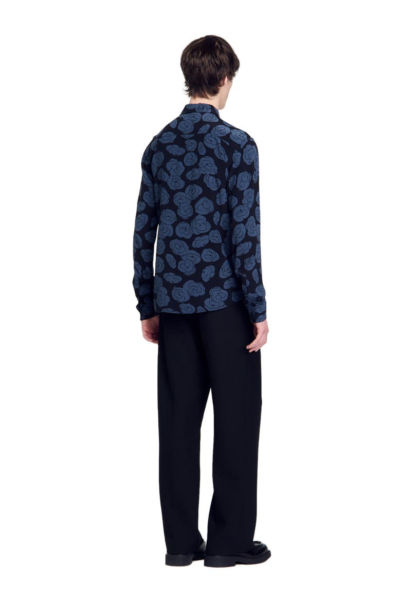 Camellia motif shirt, Alternate, color, Black