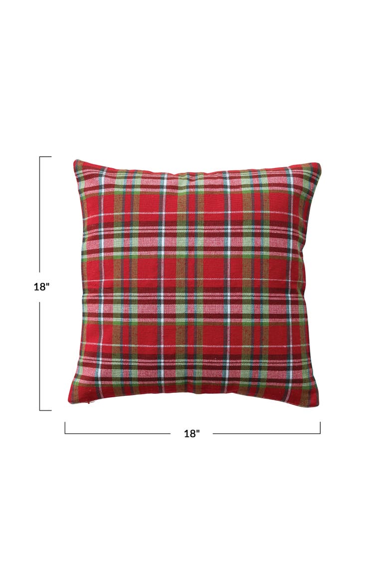 Plaid Patchwork Cotton Throw Pillow, Alternate, color, Multicolor