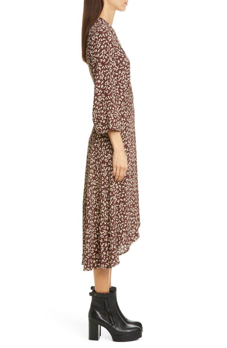 Ganni Floral Logo Crêpe Wrap Dress, Alternate, color, 