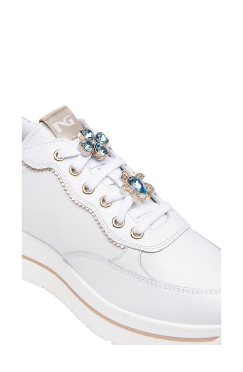 Nerogiardini Crystal Embellished Lace-up Sneaker In White