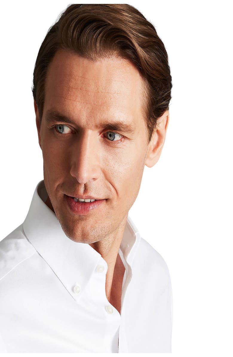 Charles Tyrwhitt Non-Iron Button-Down Twill Slim Fit Shirt Single Cuff, Alternate, color, White