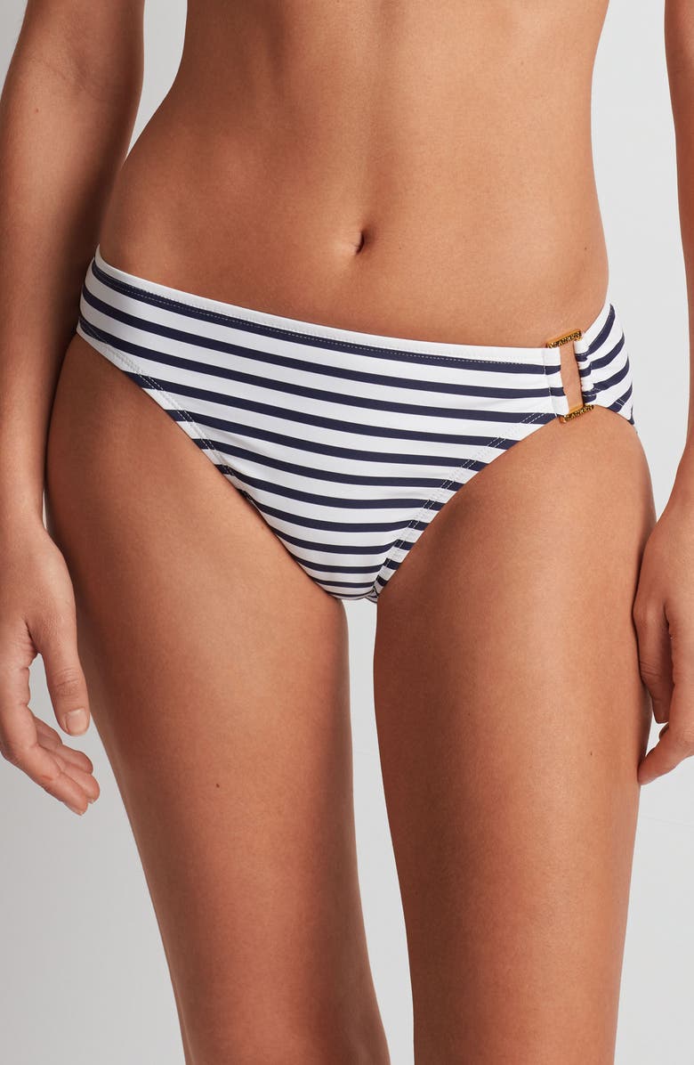 Lauren Ralph Lauren Stripe Ring Bikini Bottoms, Main, color, Navy White