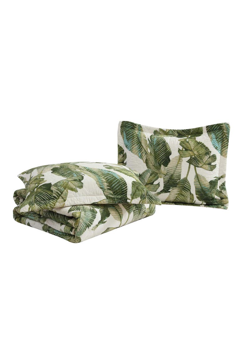 Fiesta Palms Cotton Quilt & Sham Set, Main, color, PALM GREEN