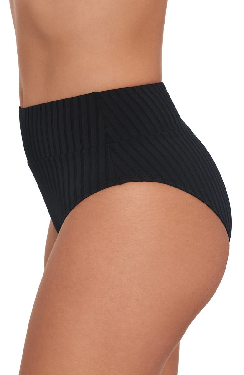 S3 Ribbed Banded High Waist Swim Bottoms, Alternate, color, Onyx Black