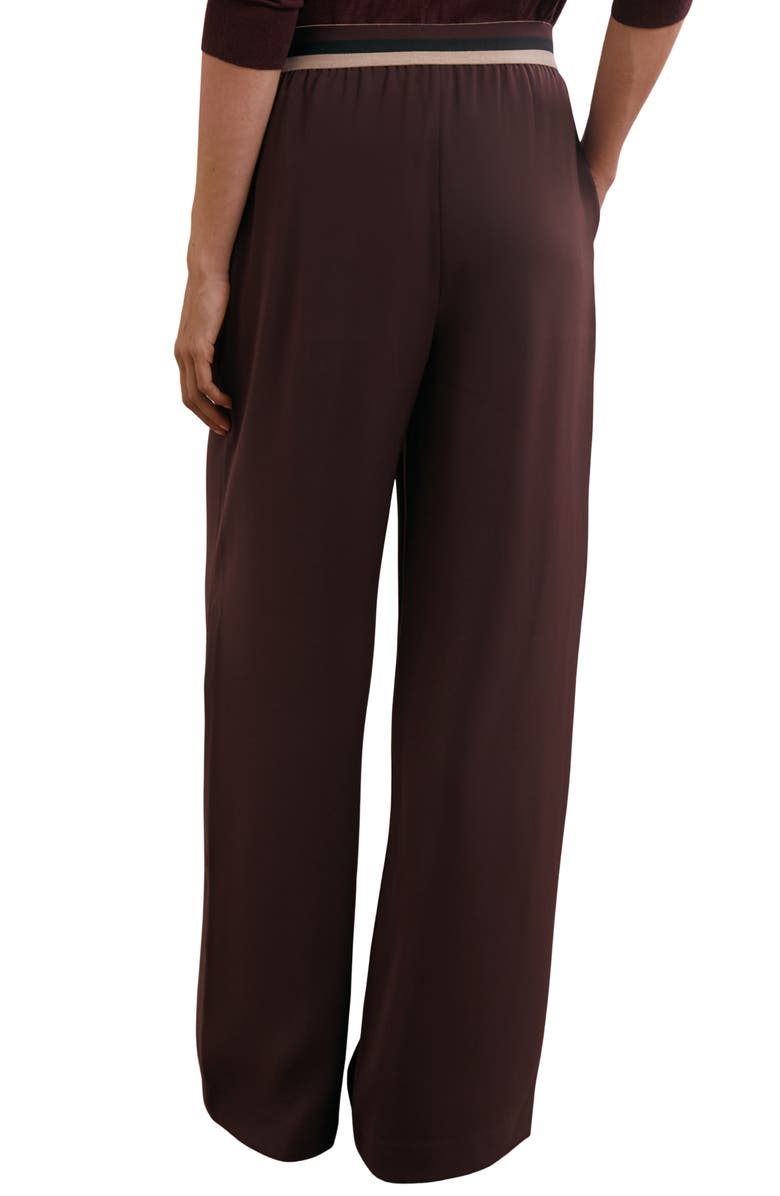 Reiss Sonnie Stripe Waist Wide Leg Pants, Alternate, color, Burgundy