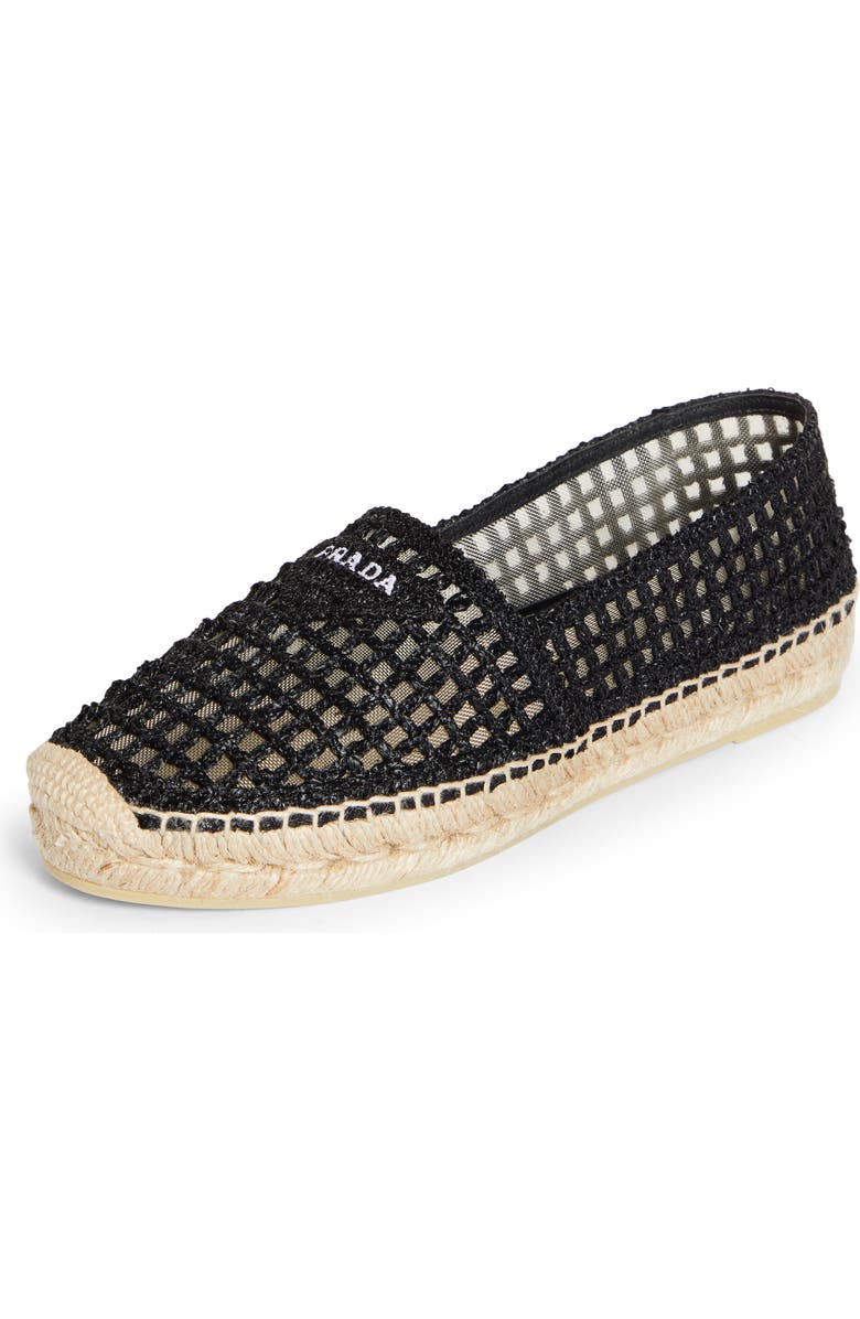 Prada Raffia Espadrille Flat, Main, color,