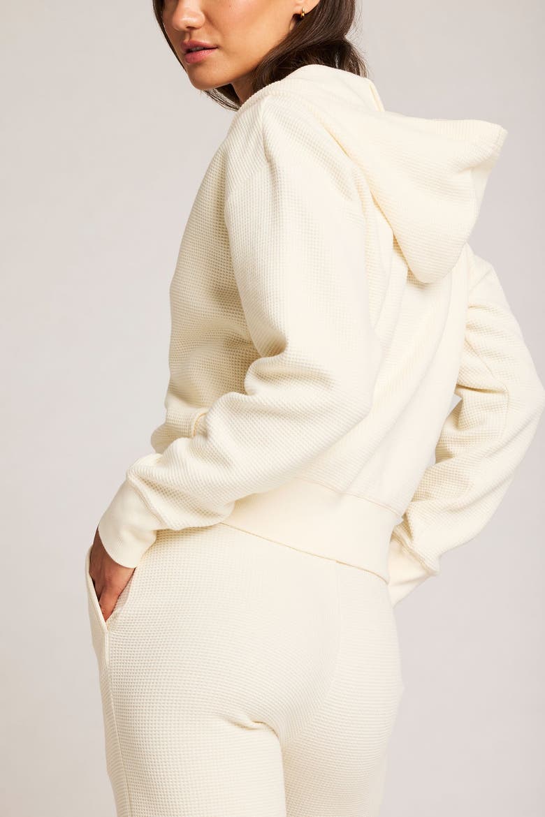 Waffle Knit Bomber, Alternate, color, Cream
