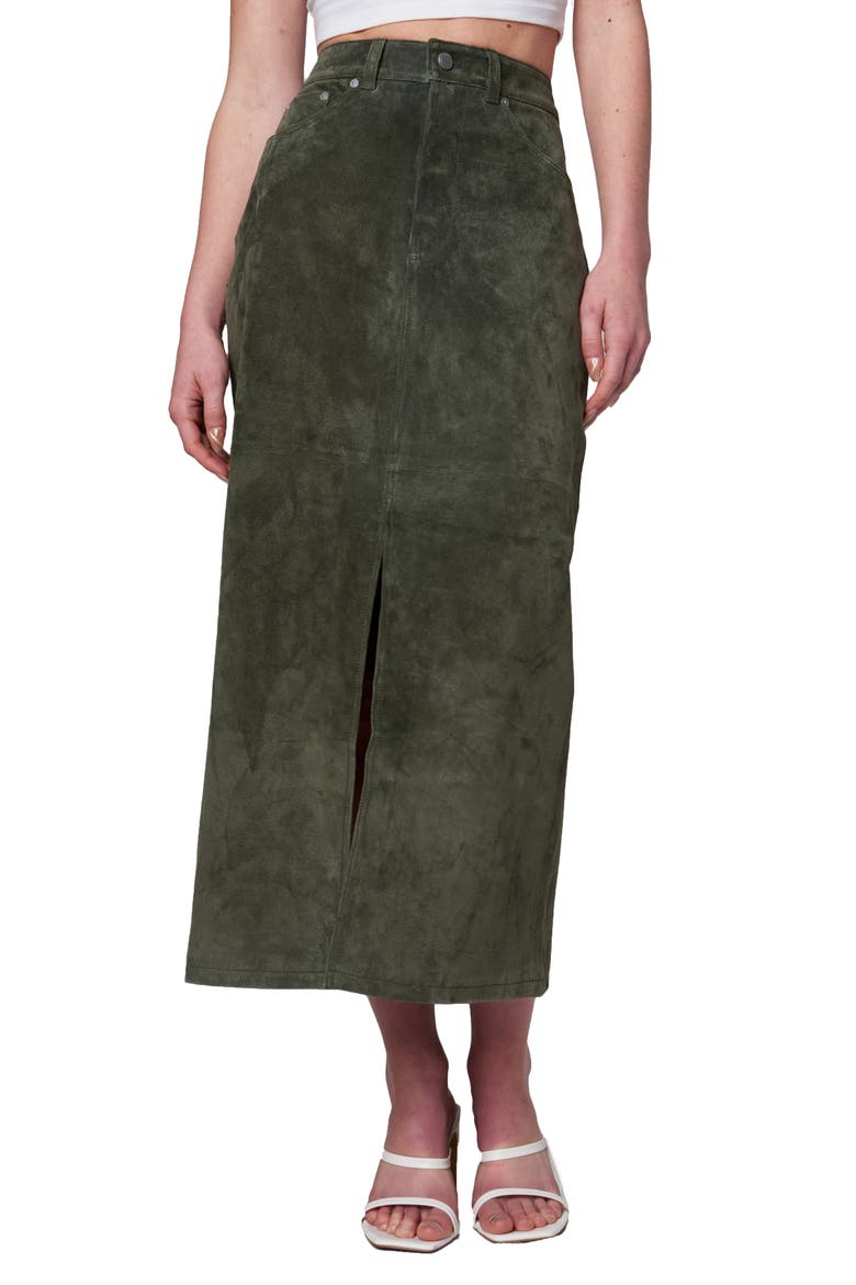 Suede Maxi Skirt, Main, color, HUNTER