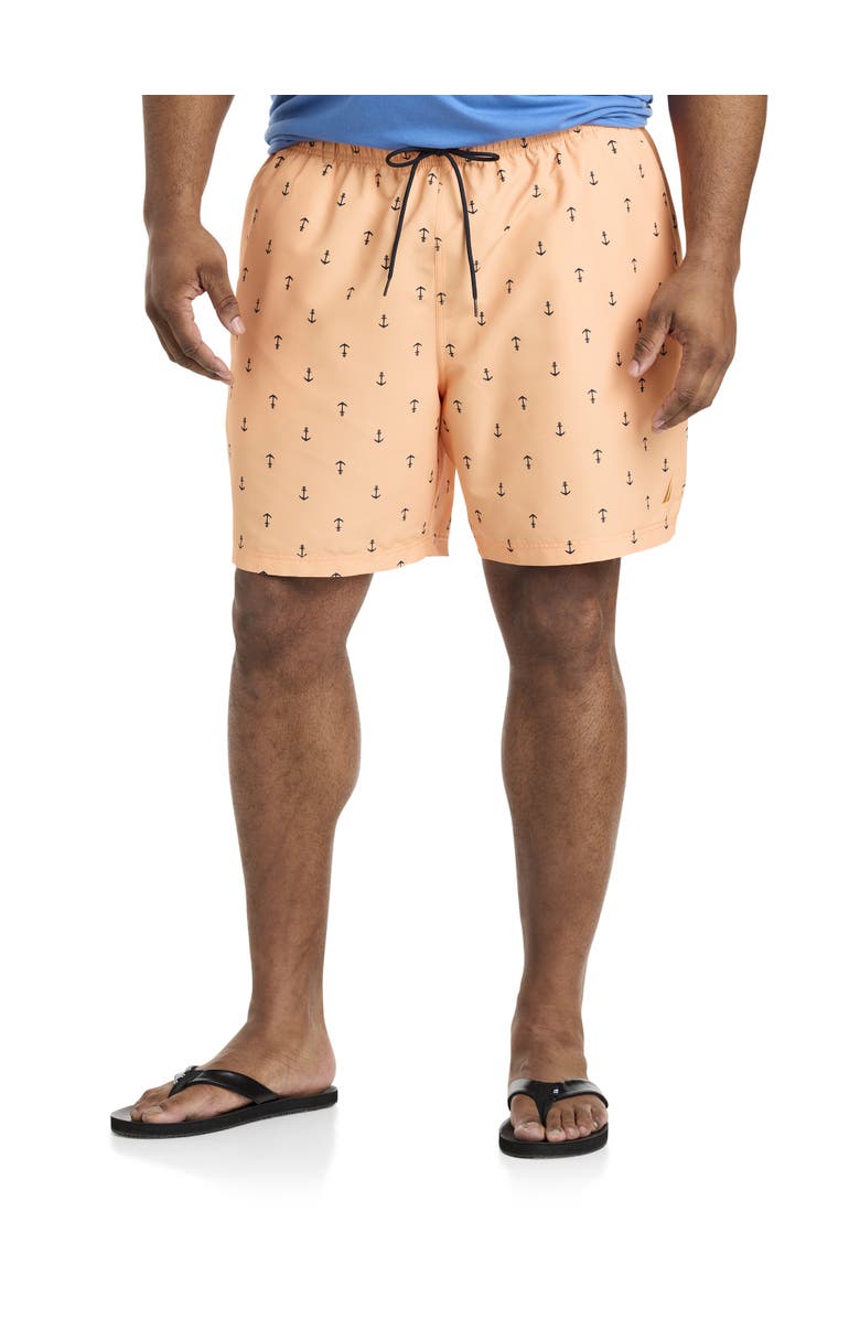 Nautica Big & Tall Anchor Print Swim Trunks, Main, color, 