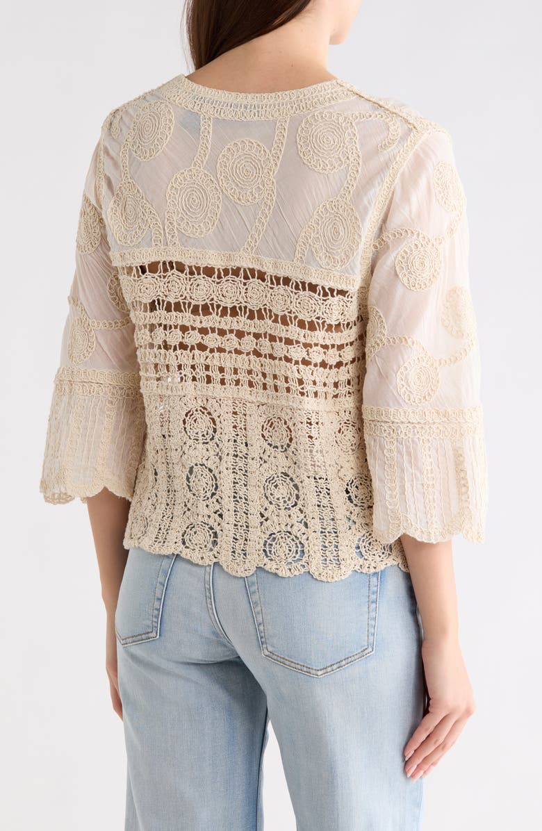 Forgotten Grace Mixed Media Button-Up Shirt, Alternate, color, Natural