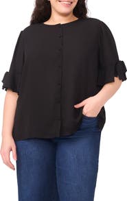 CeCe Ruffle Short Sleeve Shirt
