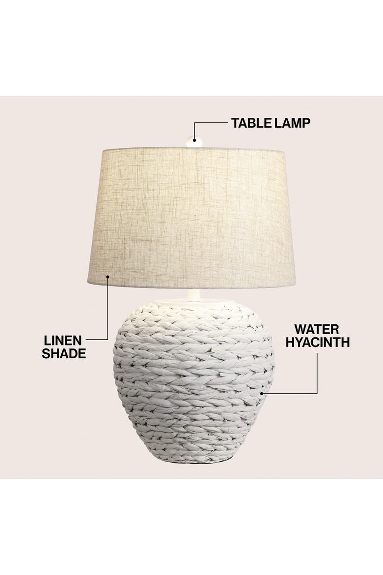 Alaro Farmhouse Coastal Water Hyacinth Basket LED Table Lamp, Alternate, color, White