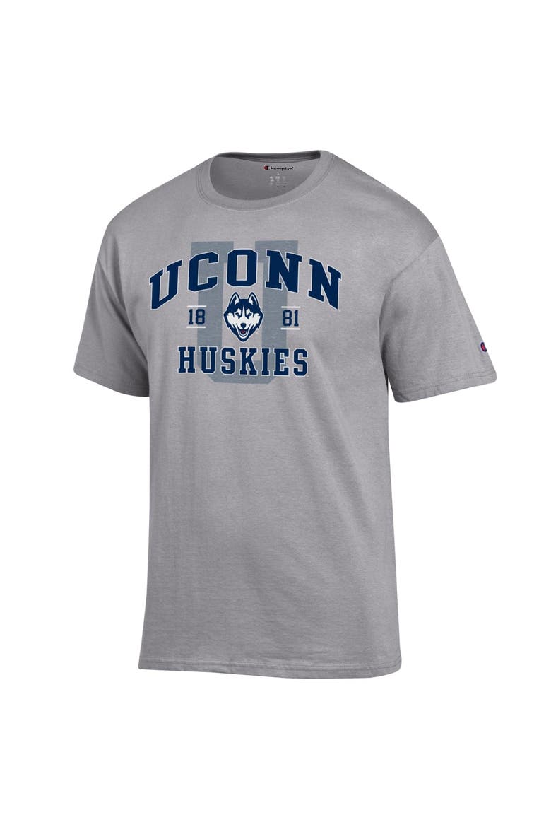 Men's Champion Heather Gray UConn Huskies Varsity T-Shirt, Alternate, color, Heather Gray