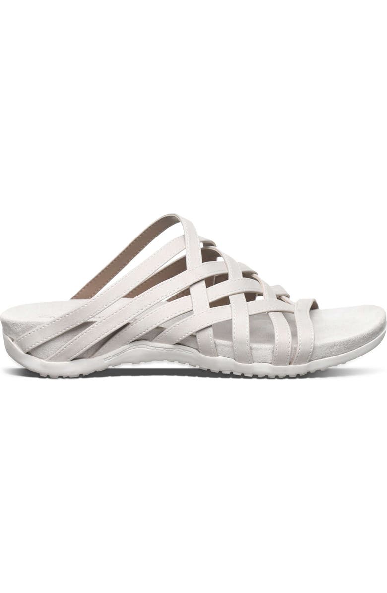 BEARPAW <p>Zinnia Faux Leather Slide Sandal (Women)</p>, Alternate, color, White