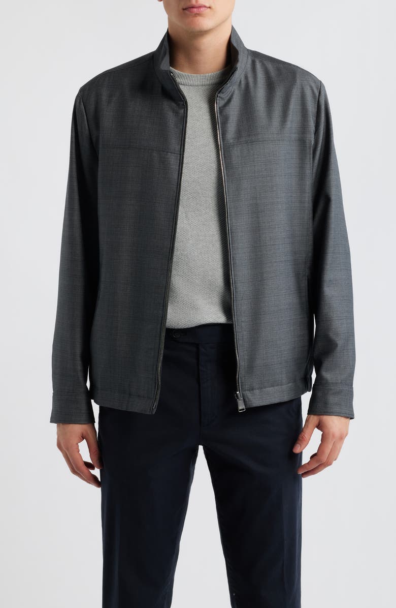 Canali Reversible Water Repellent Wool Jacket, Main, color, Charcoal
