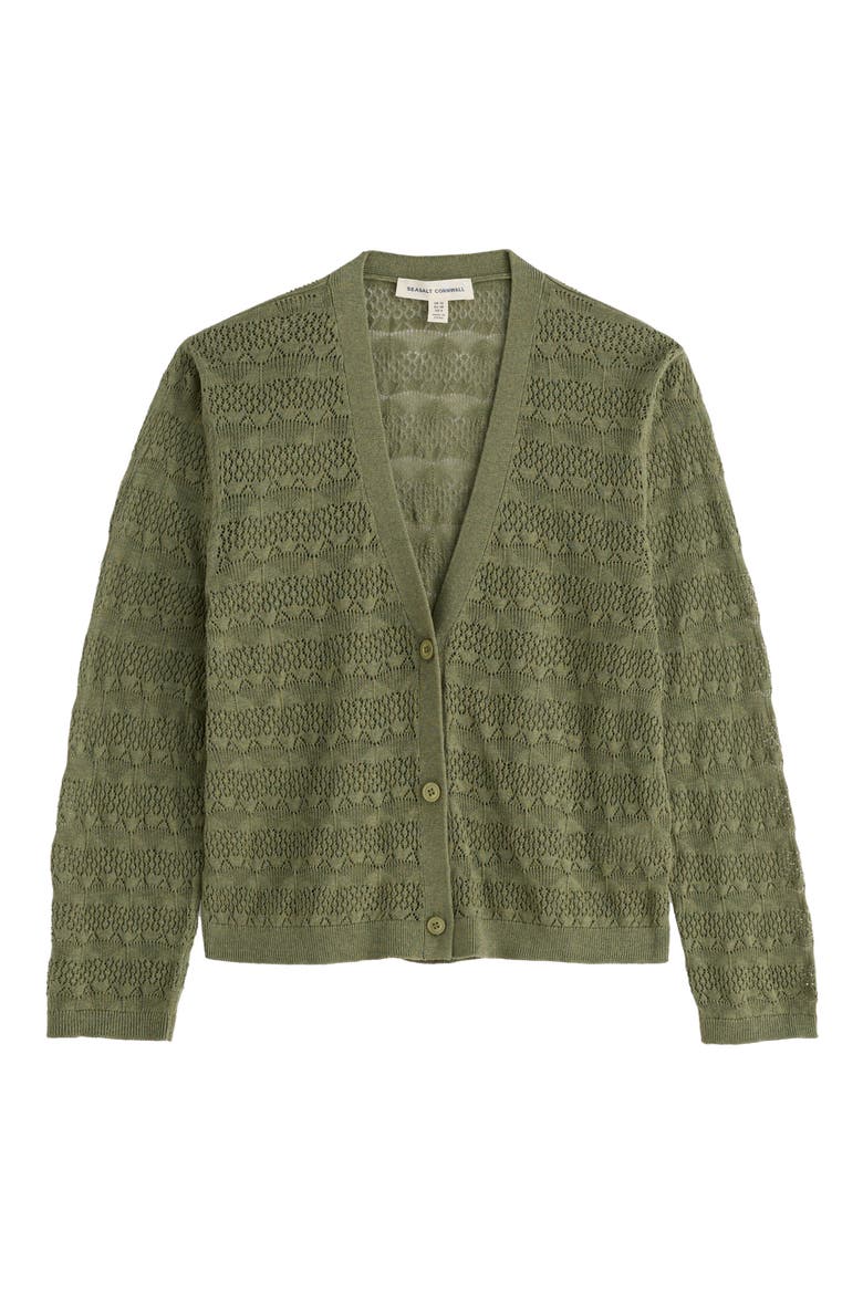 Sweet Day Pointelle Organic Cotton Cardigan, Alternate, color, AVOCADO